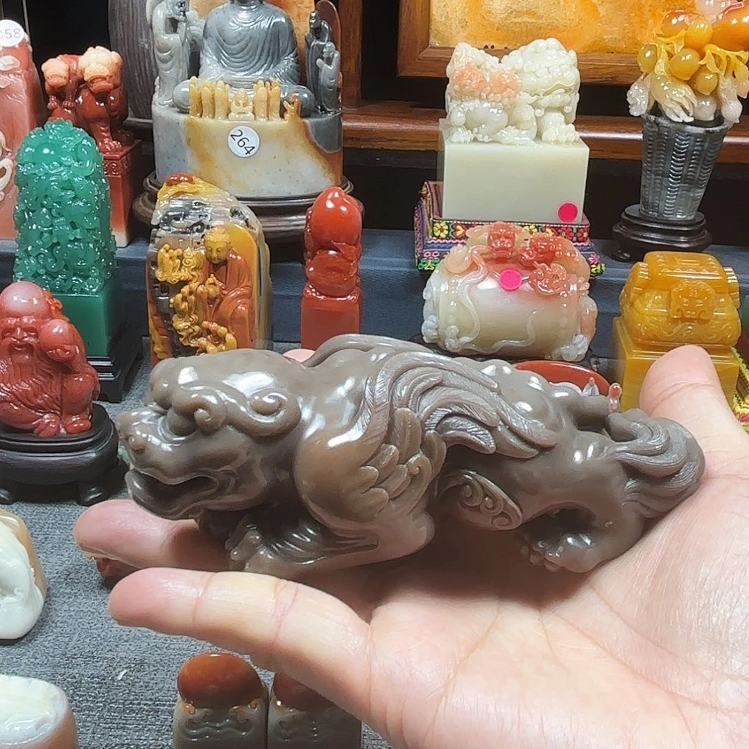 印石寿山石古兽摆件