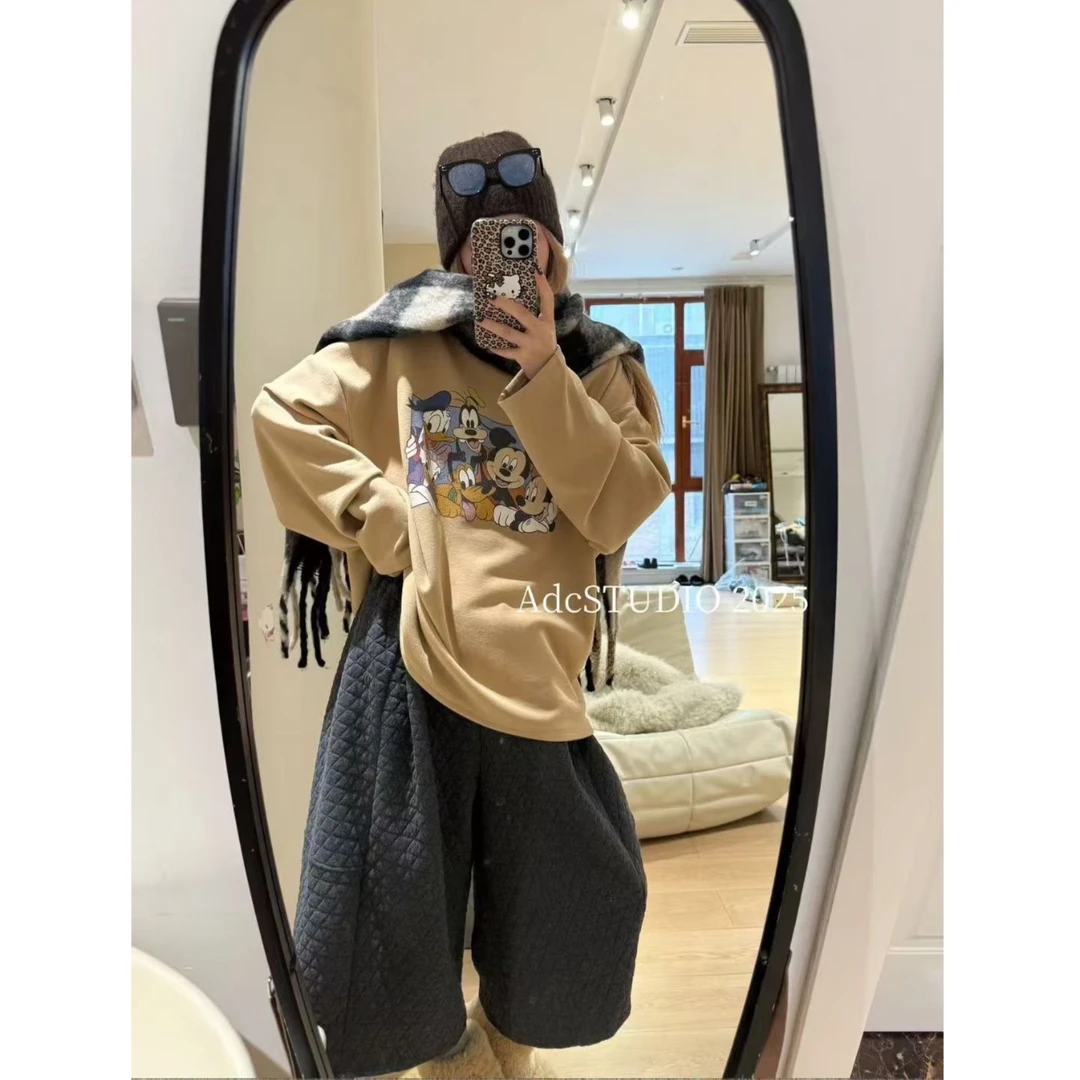 【现货-德绒前后米奇打底】東room2025冬季新款韩版德绒长袖T恤女