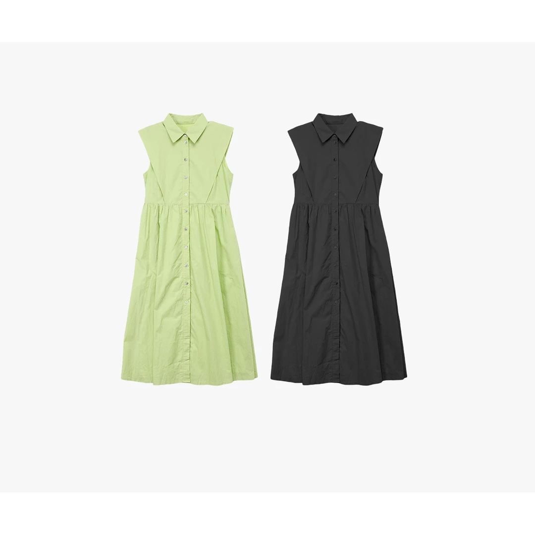 【小飞袖衬衫连衣裙】全棉法式设计感小众高端收腰polo裙W23AZ1063