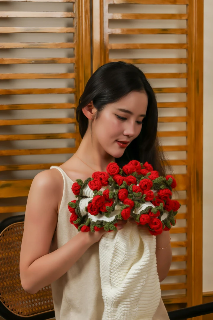 百分百超柔软新款玫瑰花束毯精致花朵99朵玫瑰花毛线多功能盖毯