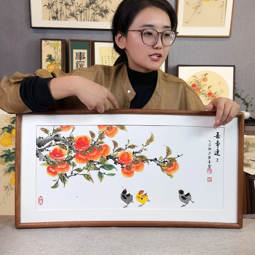 国画手绘带框尺寸： 36*69