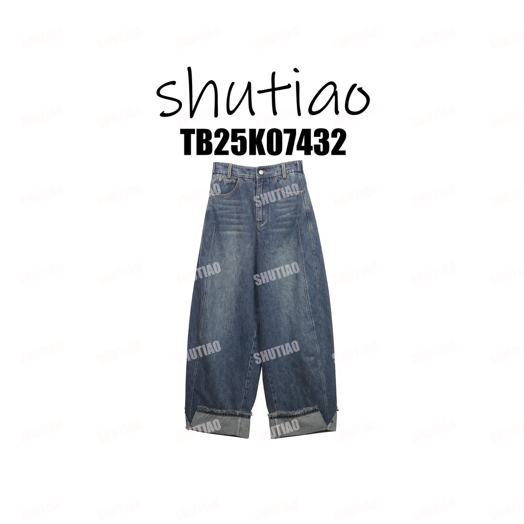 【SHUTIAO】2025冬季：新款小众设计款牛仔裤TB25K07432