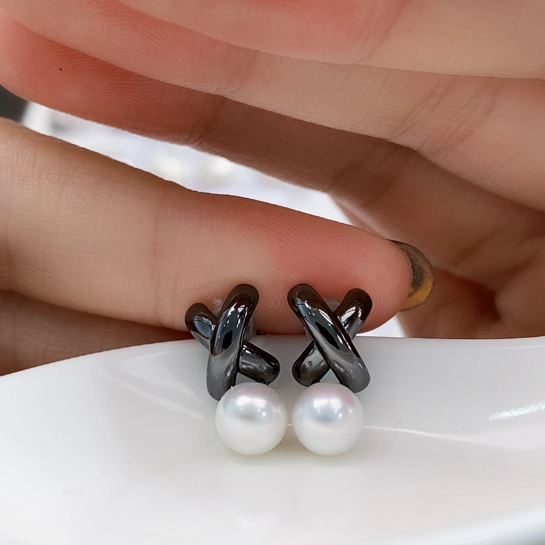 银S925镶嵌8A开播福利极光耳饰淡水珍珠