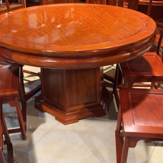 天***久紫檀木类家具138圆桌9件套