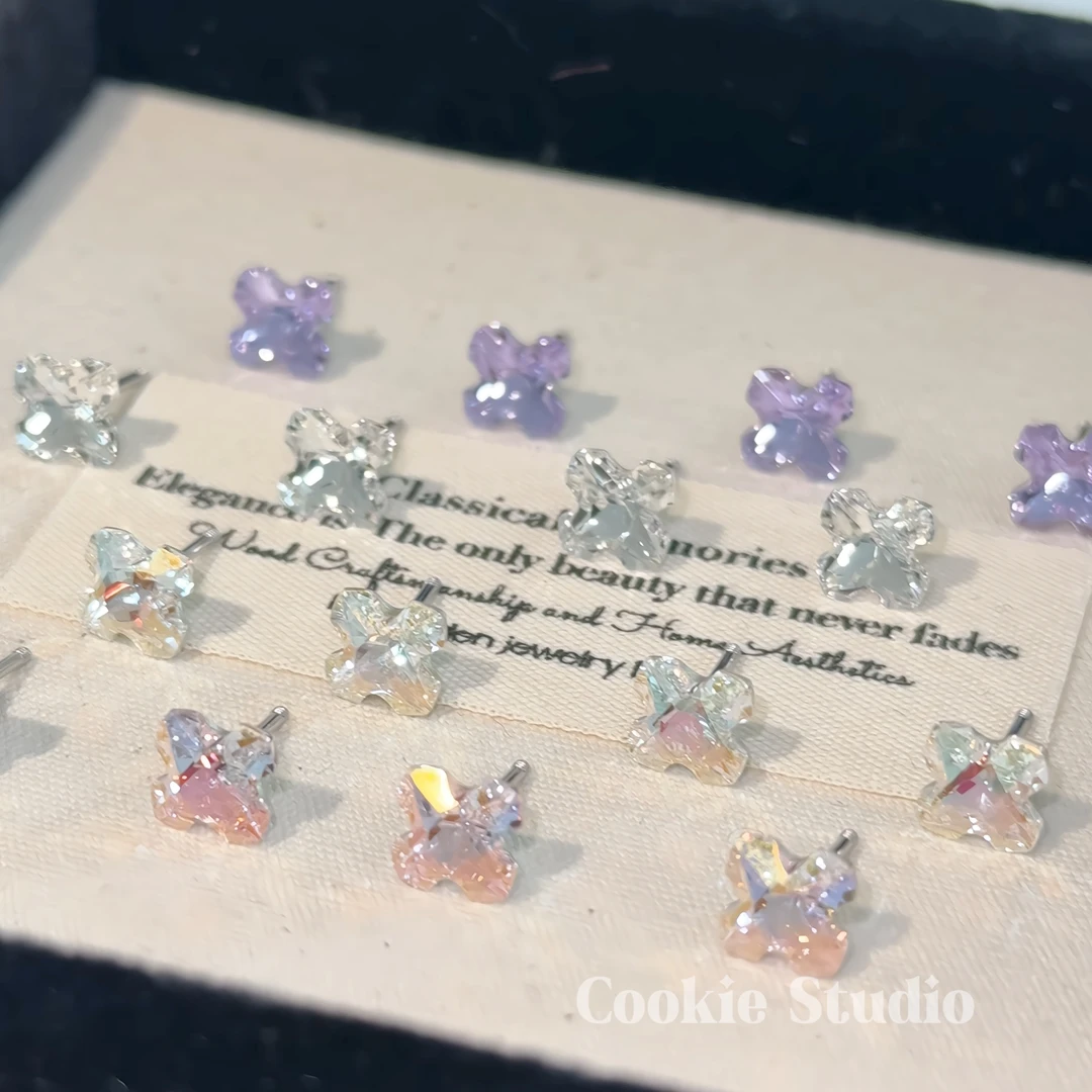 钛钢仿水晶耳饰 东洲十字架耳钉耳骨钉 钛钢耳钉