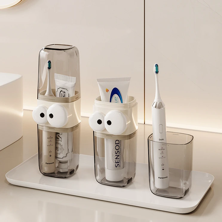 萌趣大眼仔便携式旅行洗漱杯PP材质牙杯漱口杯牙刷杯旅行用品必备