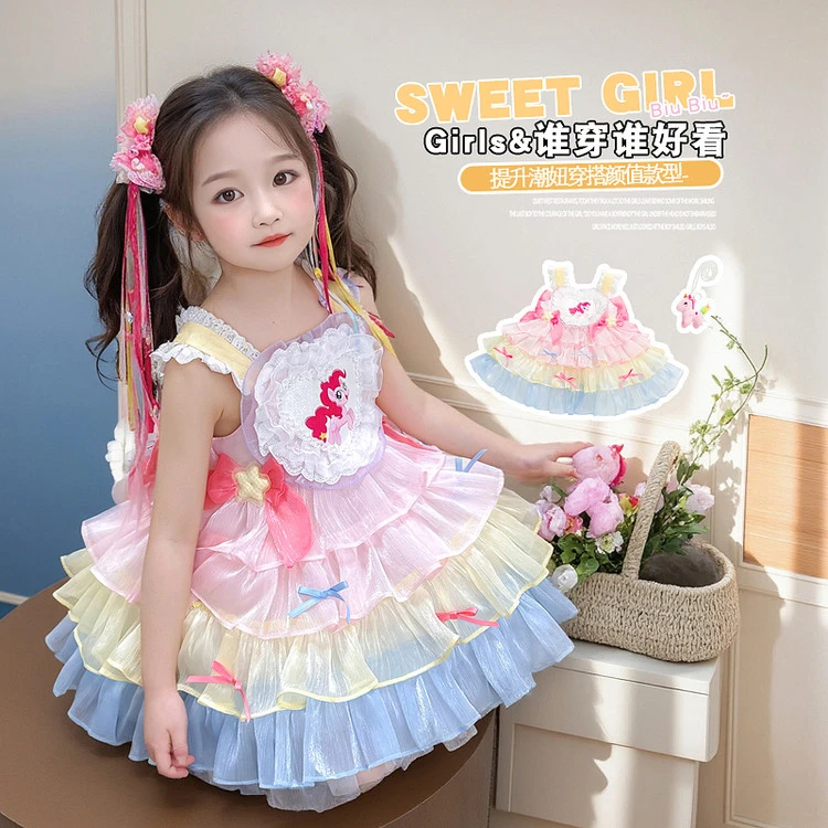 女童四季洛丽塔连衣裙春夏新款洋气儿童蝴蝶结背心裙吊带裙公主裙