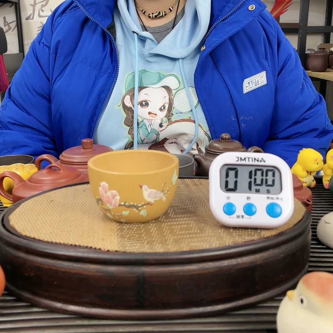 紫砂茶壶段泥彩绘杯