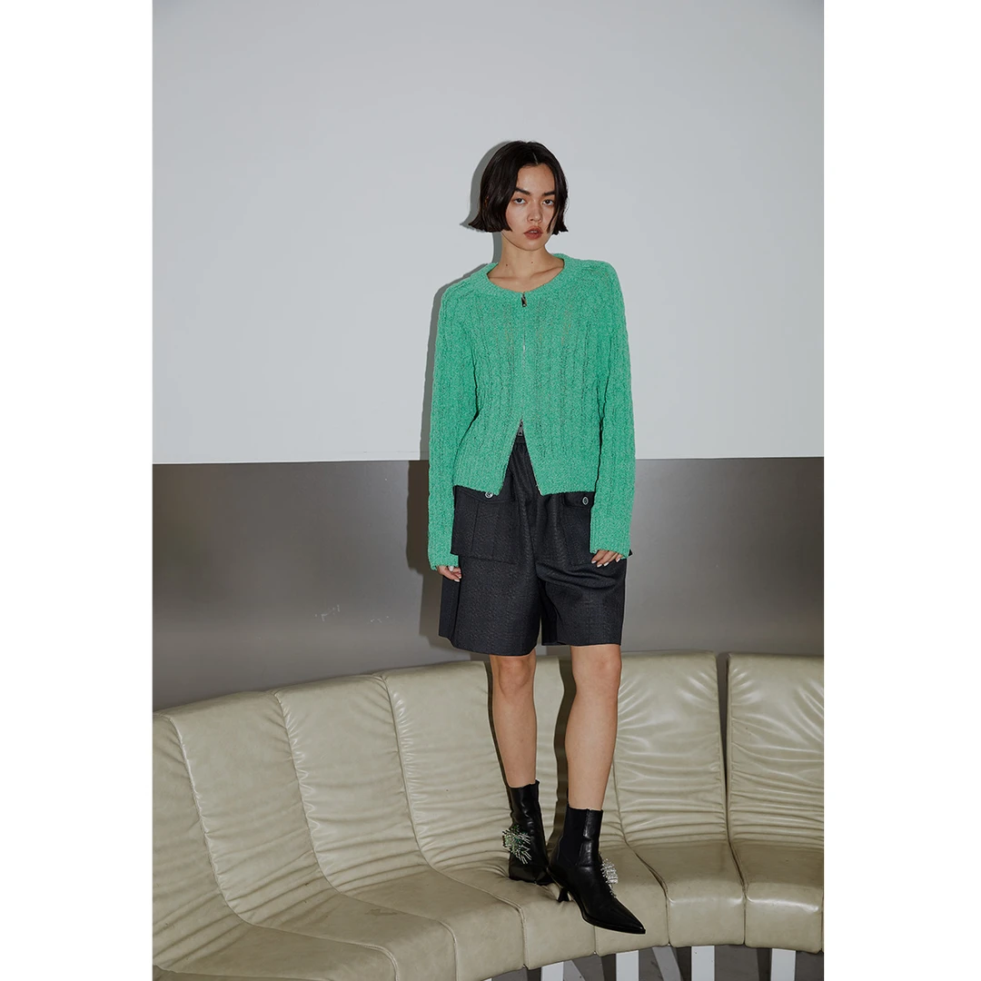 黑标 圆领拉链针织开衫外套女春季显瘦上衣JGTM202302064