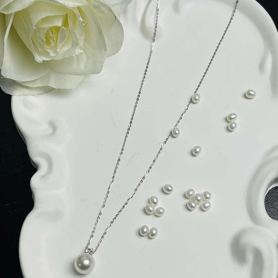 S925银轻奢小众女款天然淡水珍珠锁骨链戴妃套链气质简约坠链2634