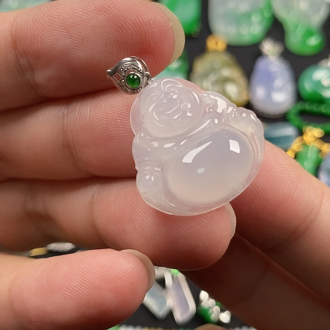 美***～颈饰18K金镶嵌翡翠翡翠