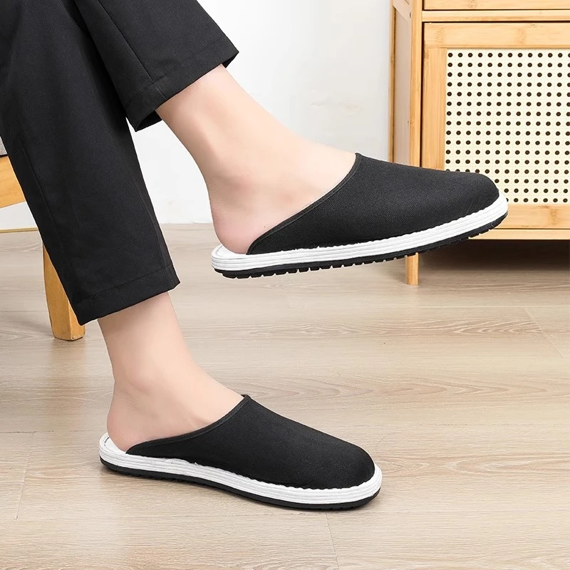 夏季老北京布鞋男2025年新款纯手工贴片男士布鞋耐磨千层底布拖鞋