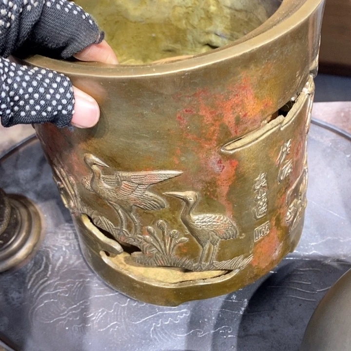 蜜安罐瓷香炉锡茶则