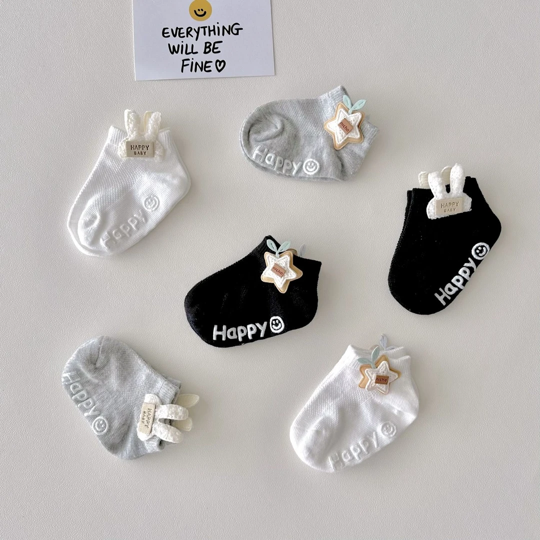 袜子婴幼儿春秋季夏冬宝宝短袜透气薄款防滑地板童袜纯棉无骨透气