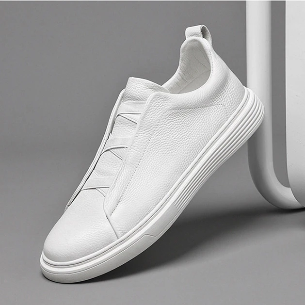 路易圣戈希男士时尚休闲鞋秋季皮面板鞋男款百搭英伦风小白鞋大码