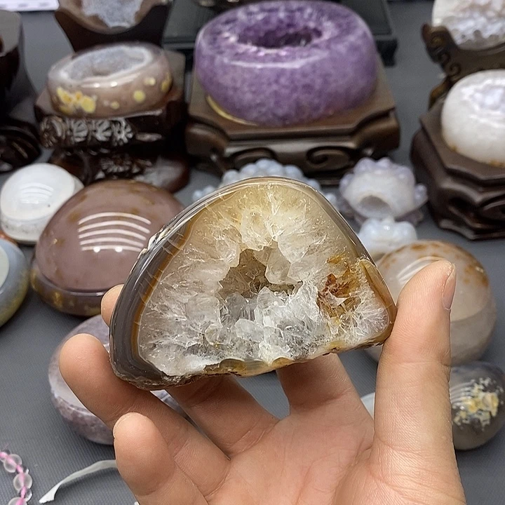 紫晶摆件未镶嵌聚宝盆