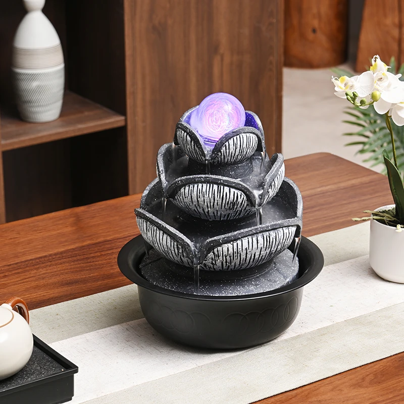 四方流水摆件客厅桌面电视柜循环水小型喷泉店铺前台办公室装饰品