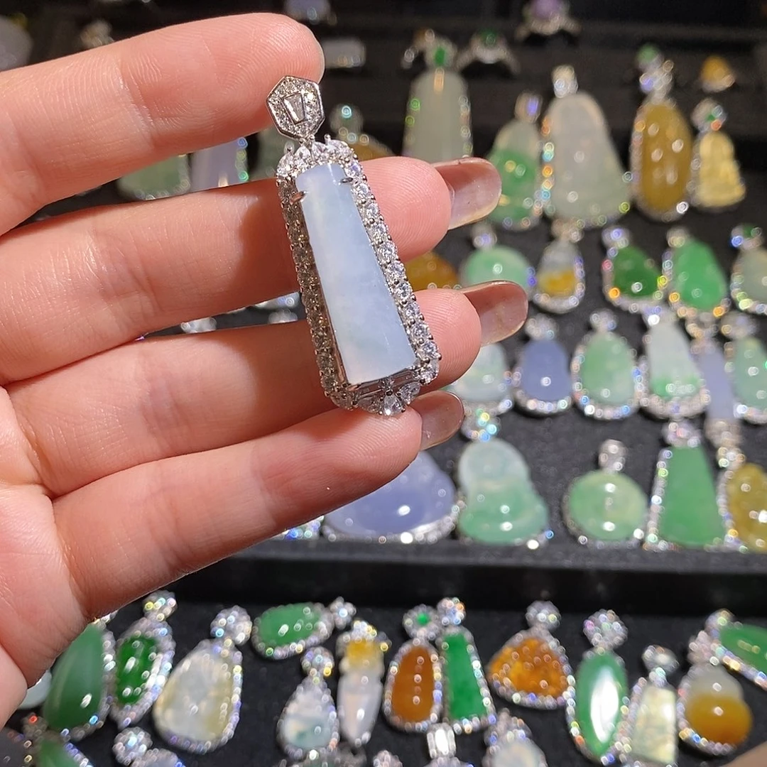 颈饰银S925镶嵌翡翠天然翡翠