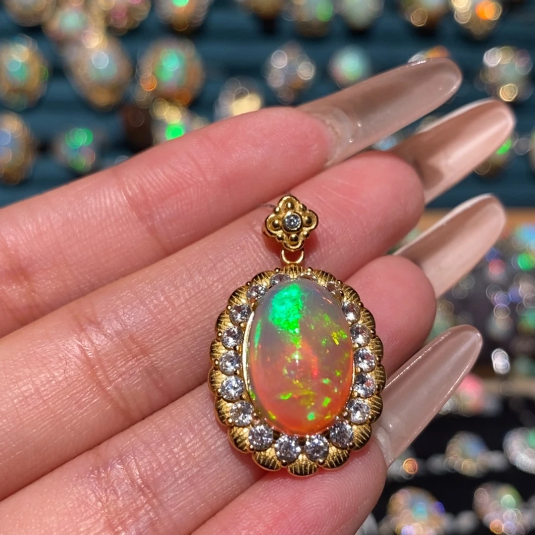 欧泊银S925镶嵌吊坠