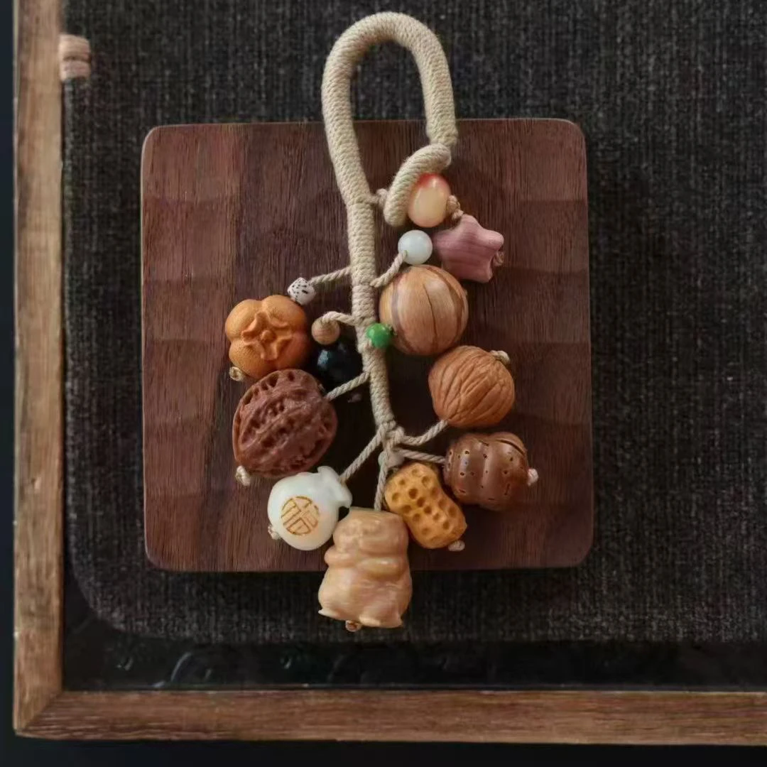 小和尚檀香木钥匙扣一步一响听禅意挂饰