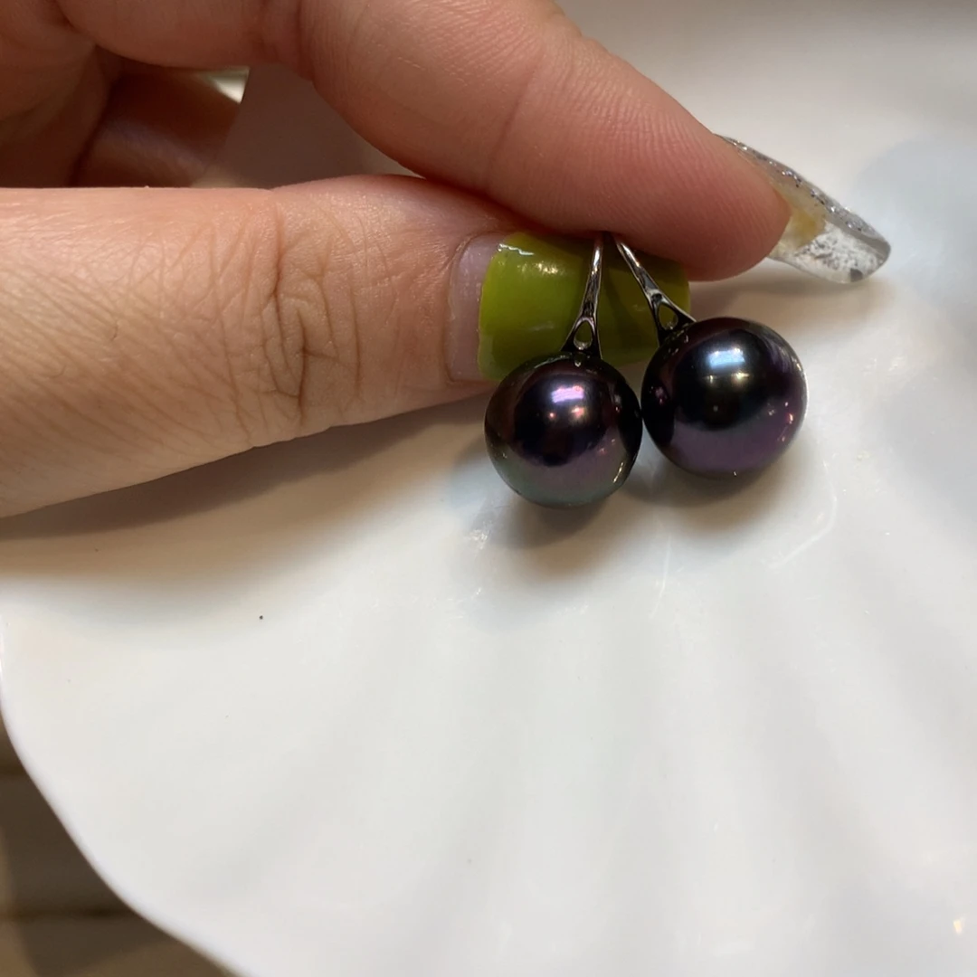 银S925镶嵌海水珍珠耳饰