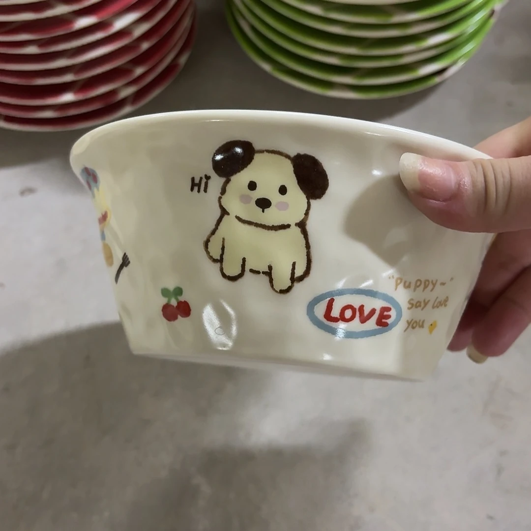 搪瓷微瑕一个小狗汤碗