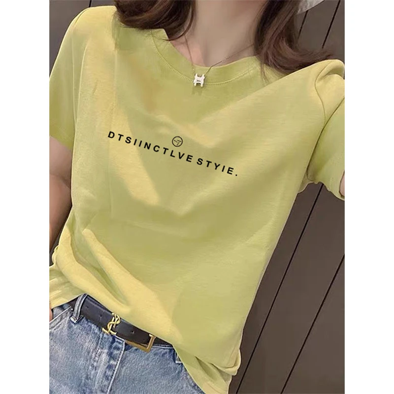 2025新款正肩圆领短袖t恤女士设计感小众时尚百搭基础款上衣夏季