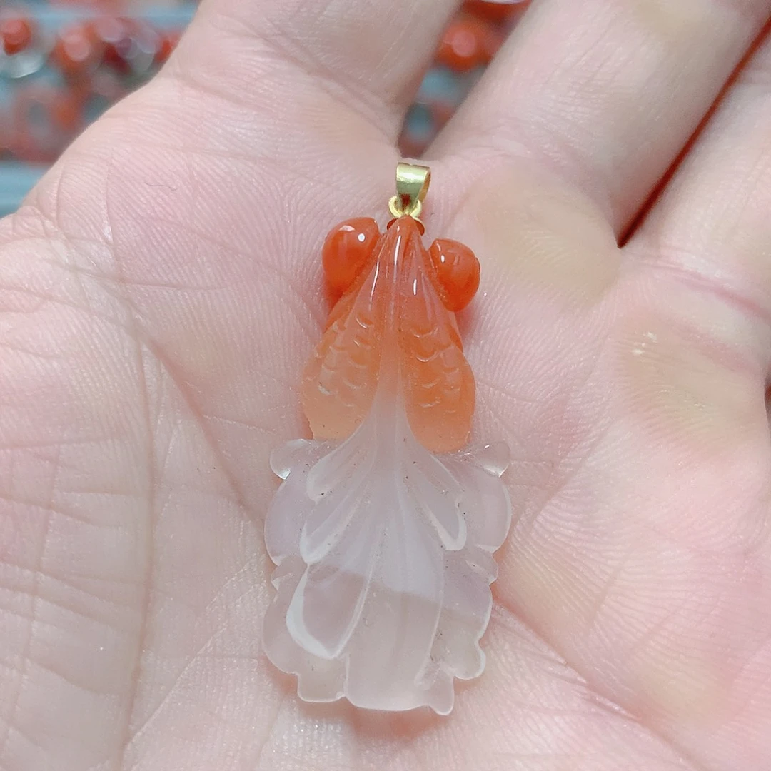 南红玛瑙银S925镶嵌吊坠(不含链)