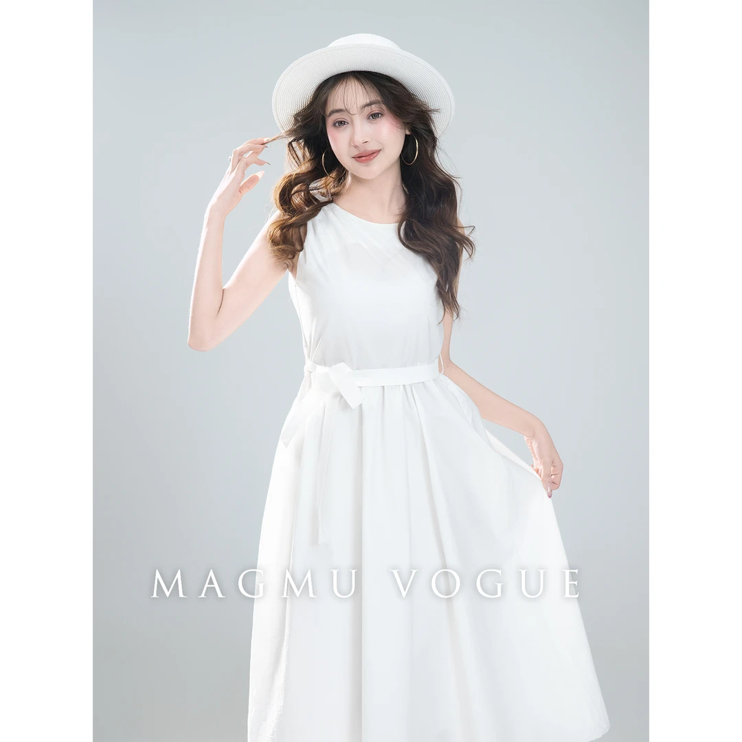 【MAGMU】独立设计款小众无袖时尚高级显白连衣裙法式简约收腰