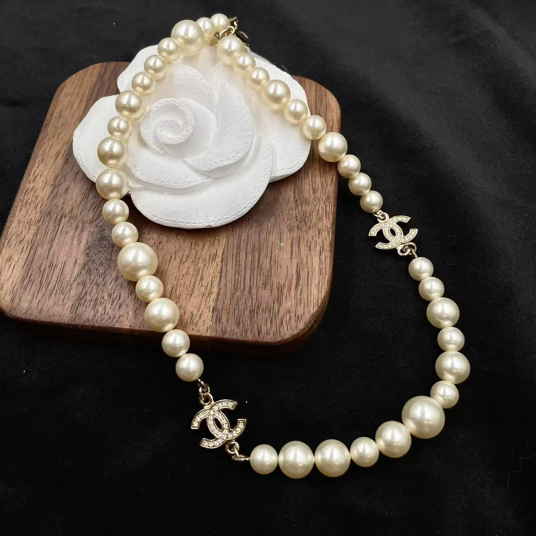 95新 Chanel/香奈儿 香奈儿双c莱茵石项链/x05805