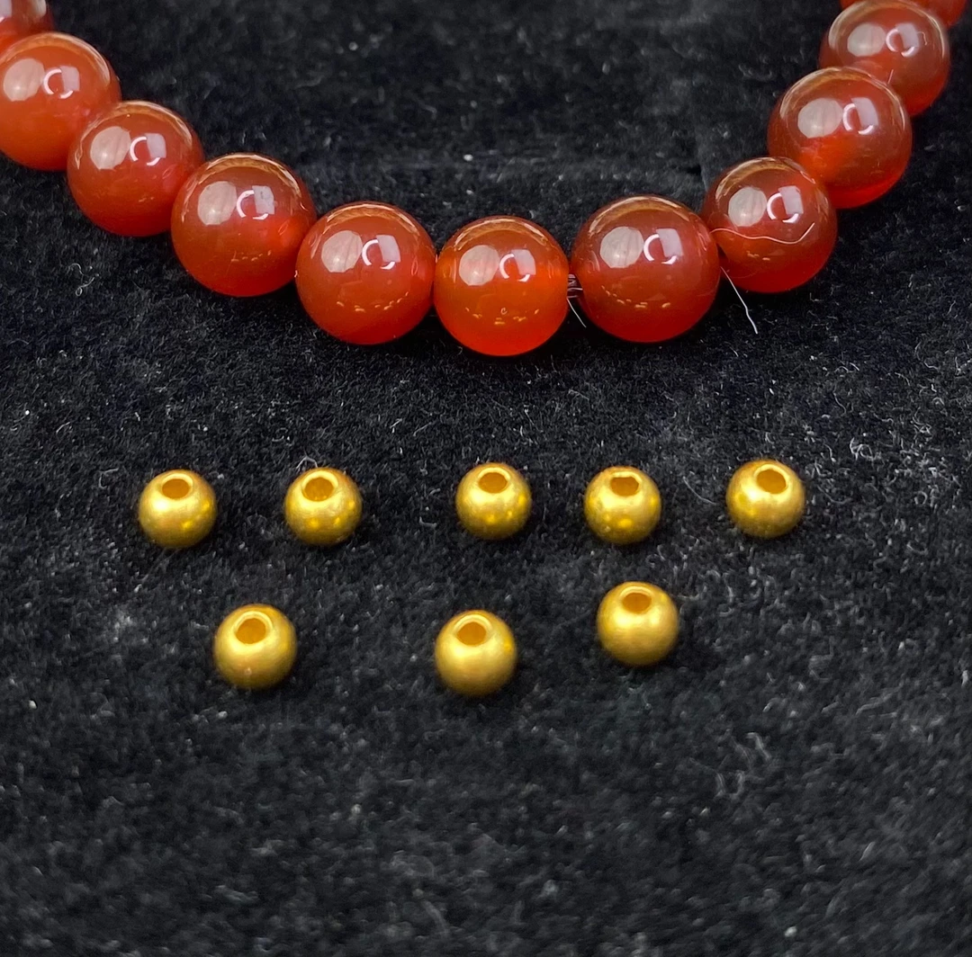 足金999黄金卡3金珠8颗八方来财金珠滚滚来黄金配件