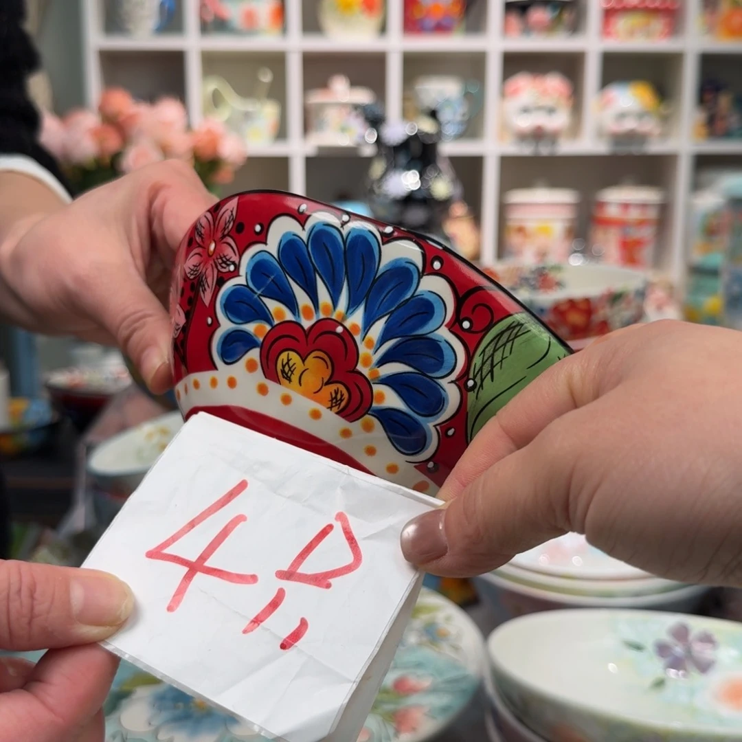 陶瓷6英寸红奥克饭碗4只