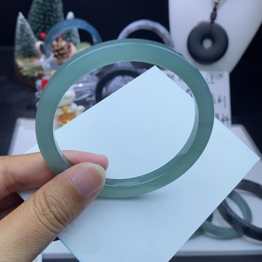 翡翠未镶嵌手镯晴水绿58