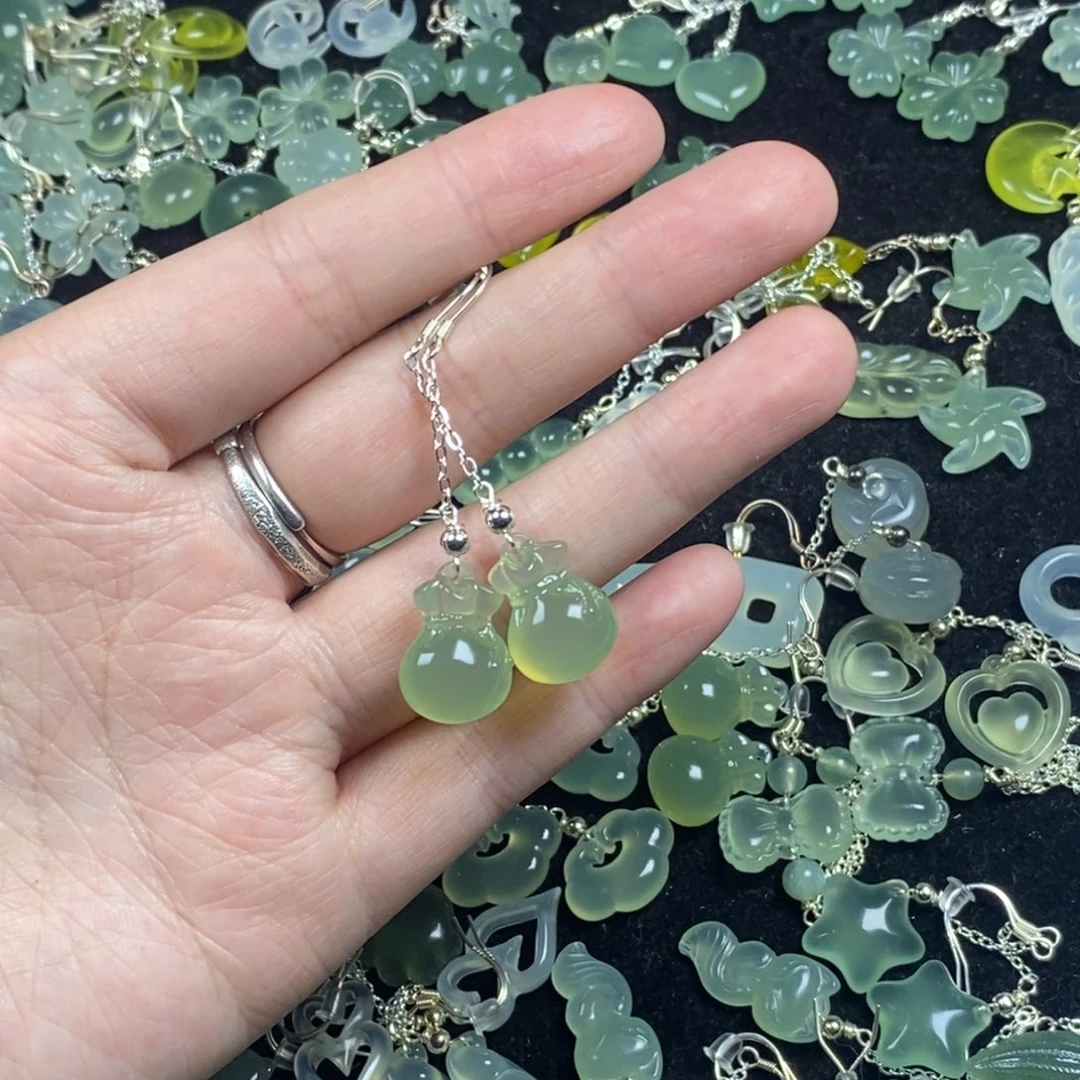 蛇纹石玉未镶嵌挂件耳饰耳环项链