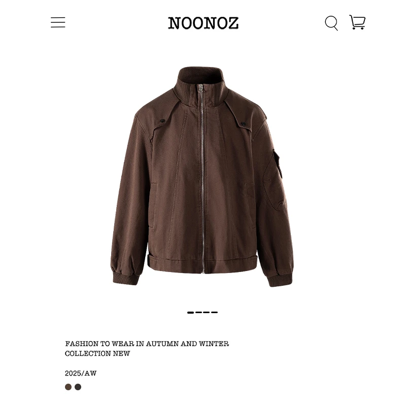 NOONOZ美式复古拼接解构立领工装夹克男早秋中性风穿搭潮牌外套