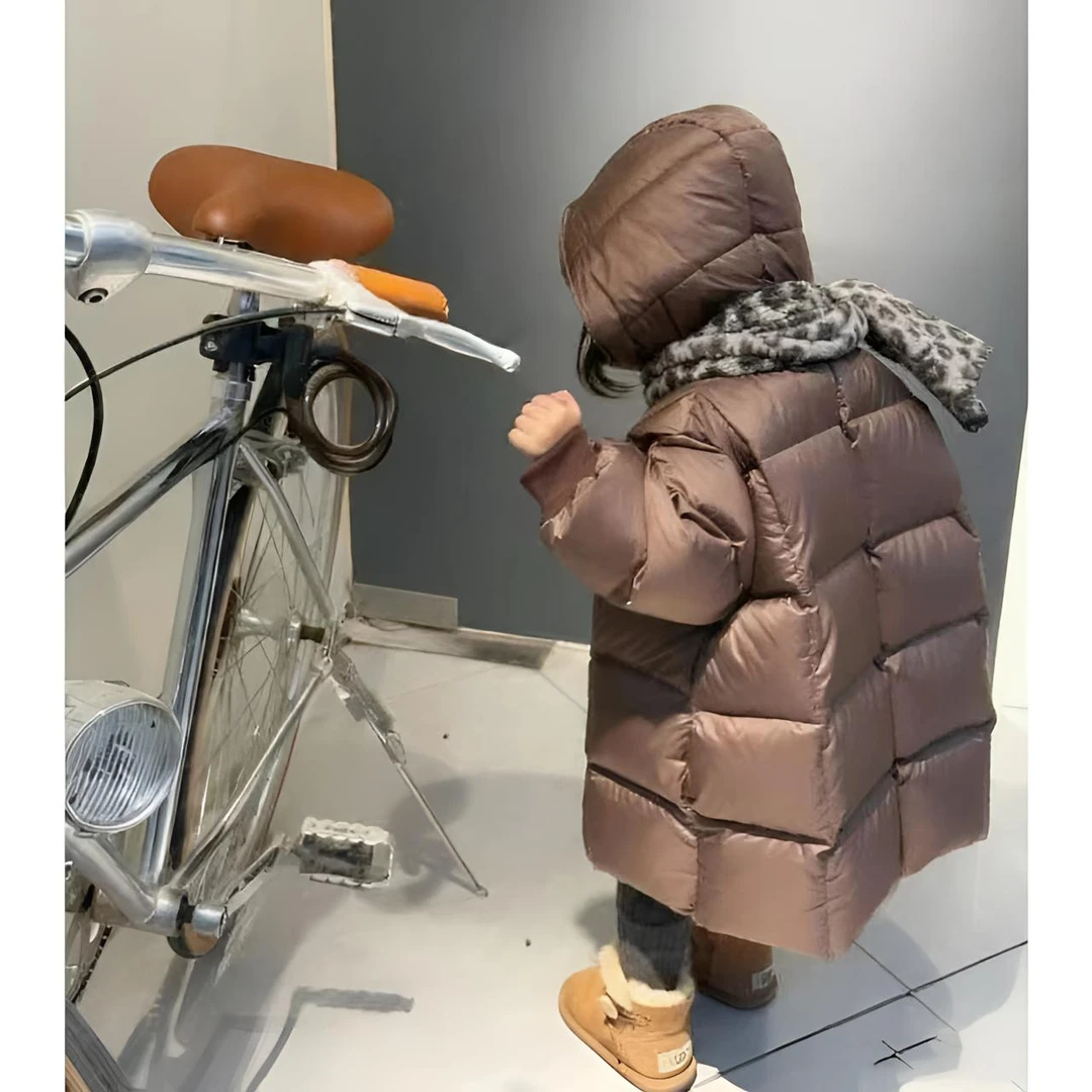 儿童羽绒服冬季新款韩版中长款女宝宝中小童冬装厚款男童连帽外套