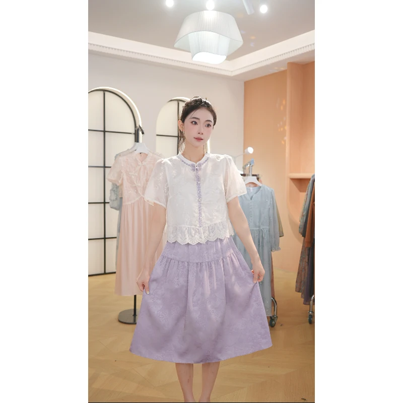 M0979 夏季25年新款高档洋气新中式收腰显瘦气质妈妈连衣裙女时尚