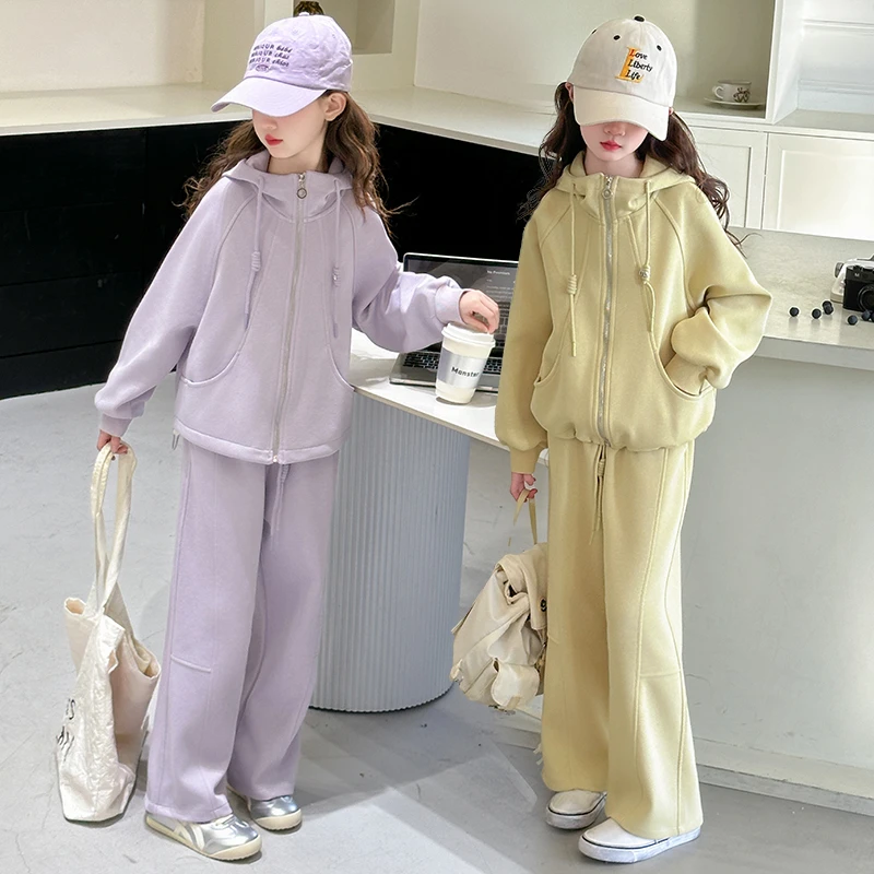 儿童套装春秋装2025新款中大童洋气网红卫衣休闲裤两件套运动服潮