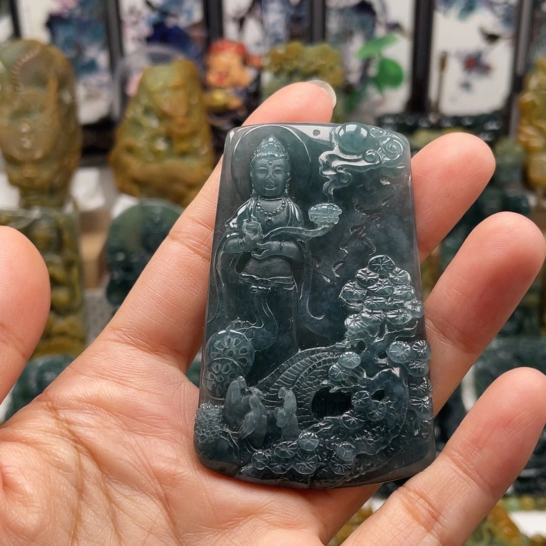 颈饰未镶嵌翡翠天然翡翠a货观音