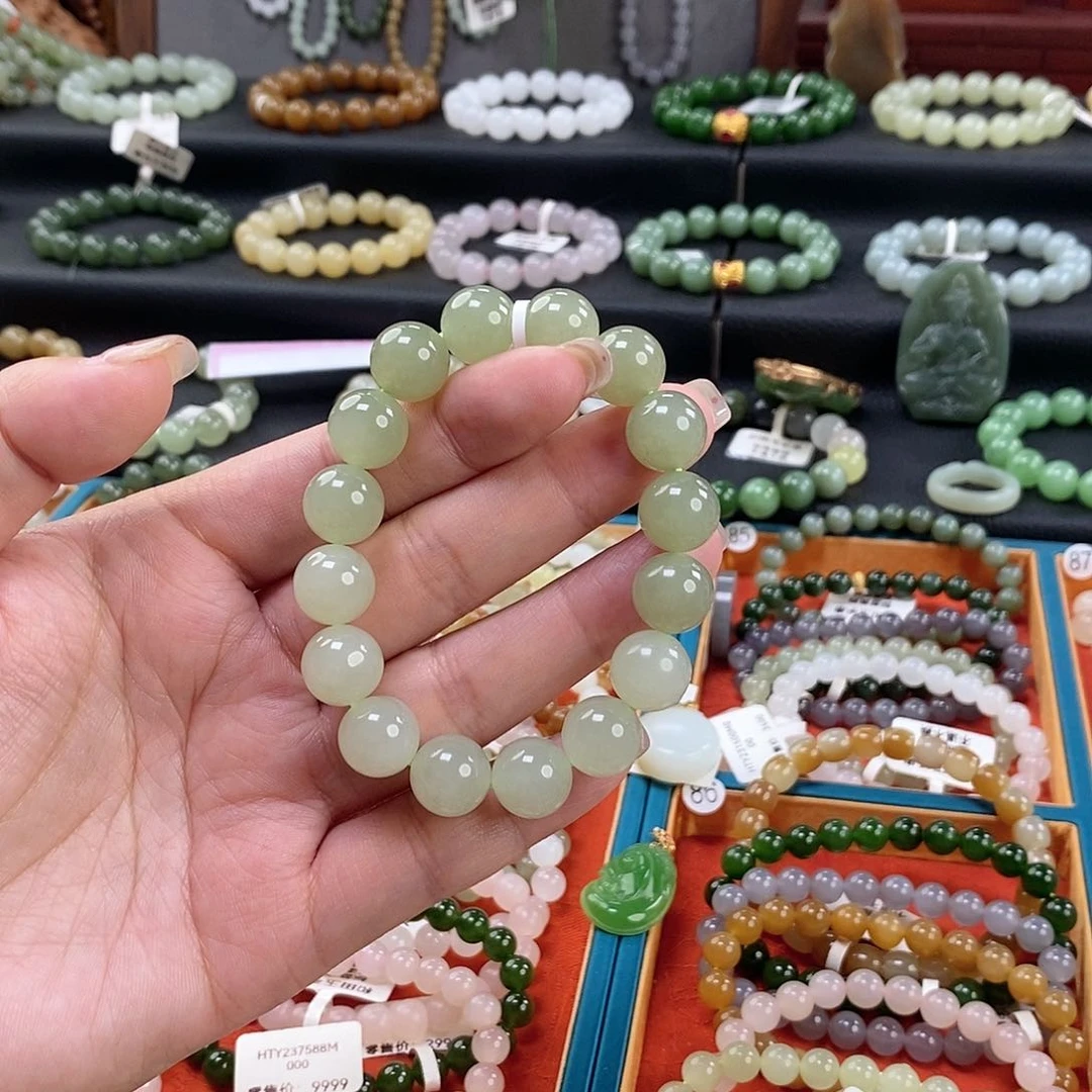 和田玉手链 12MM未镶嵌晴水渐变