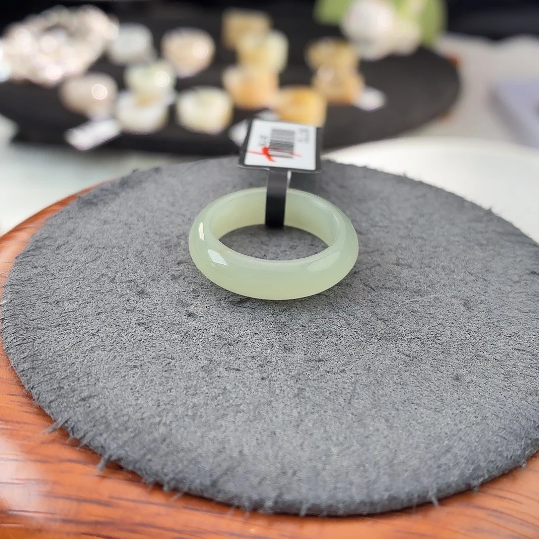 和田玉（糖玉）未镶嵌戒指b115冰晴圆条17