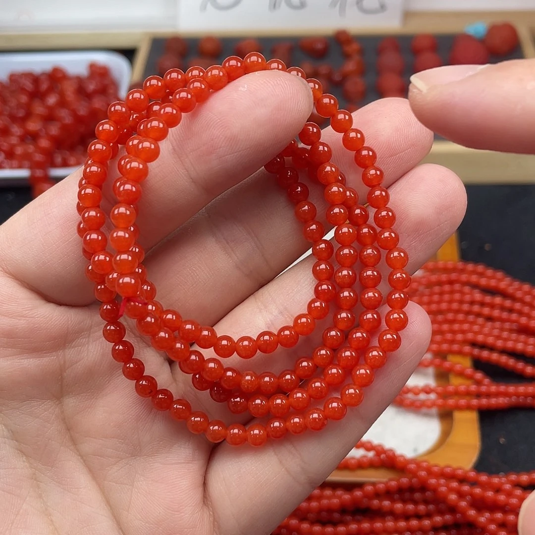 南红玛瑙12号保山锦红亮光卡4小米链未镶嵌