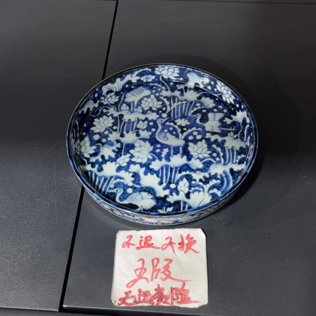 棕**埃仿元满绘蓝底一鹭壶承