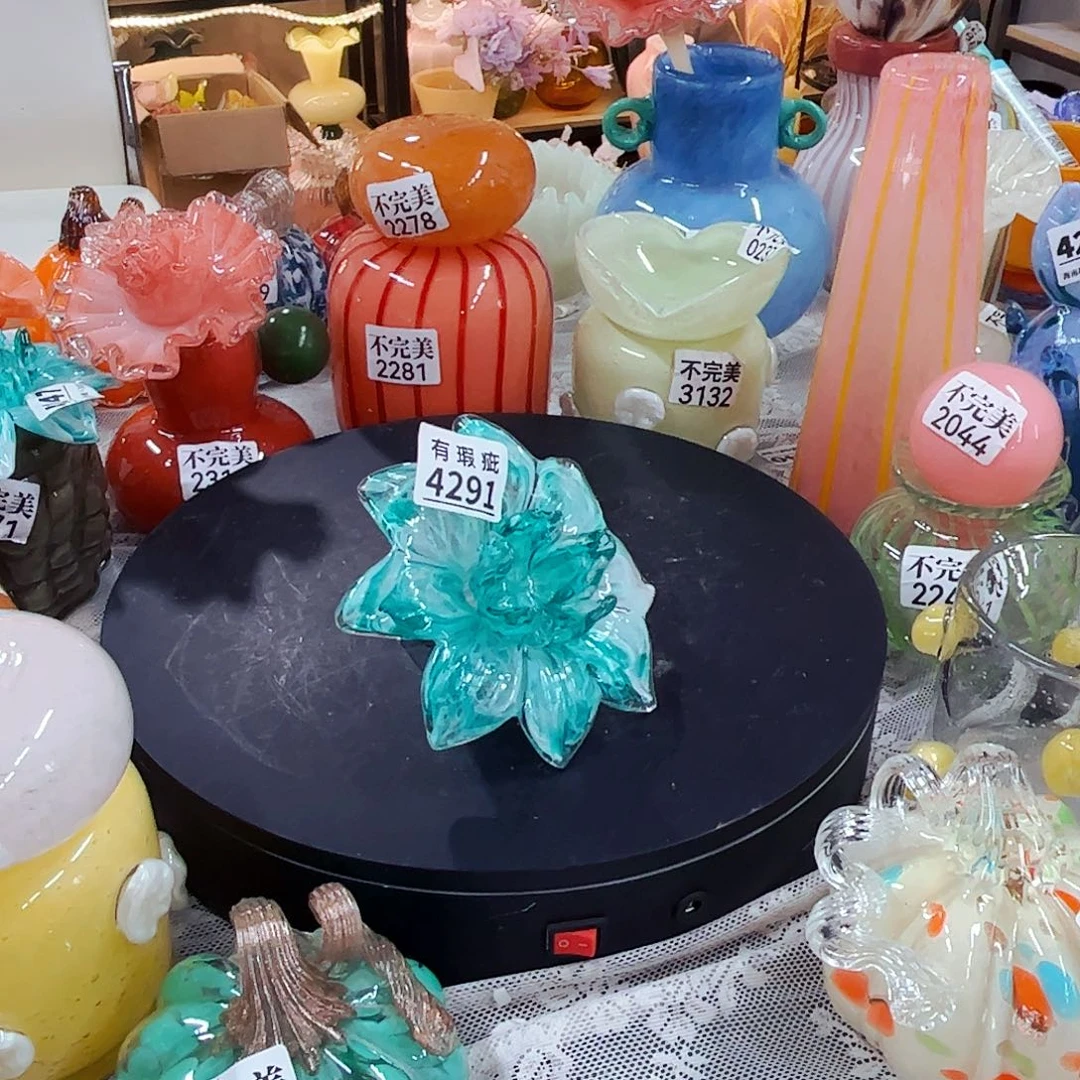 4291断杆花头 家悦琉璃花瓶摆件不完美