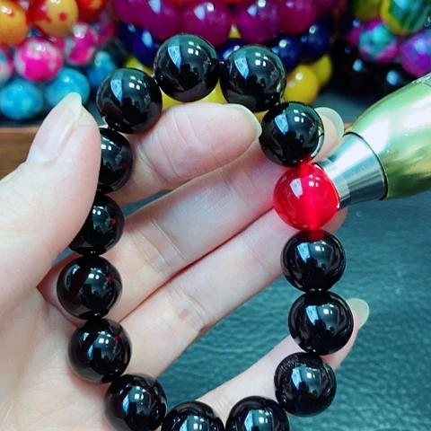 玛瑙未镶嵌手饰黑金血离子14