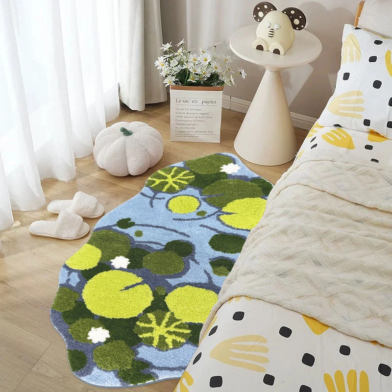 卧室簇绒床边地毯加厚地垫客厅垫子植绒家用脚垫防滑耐脏