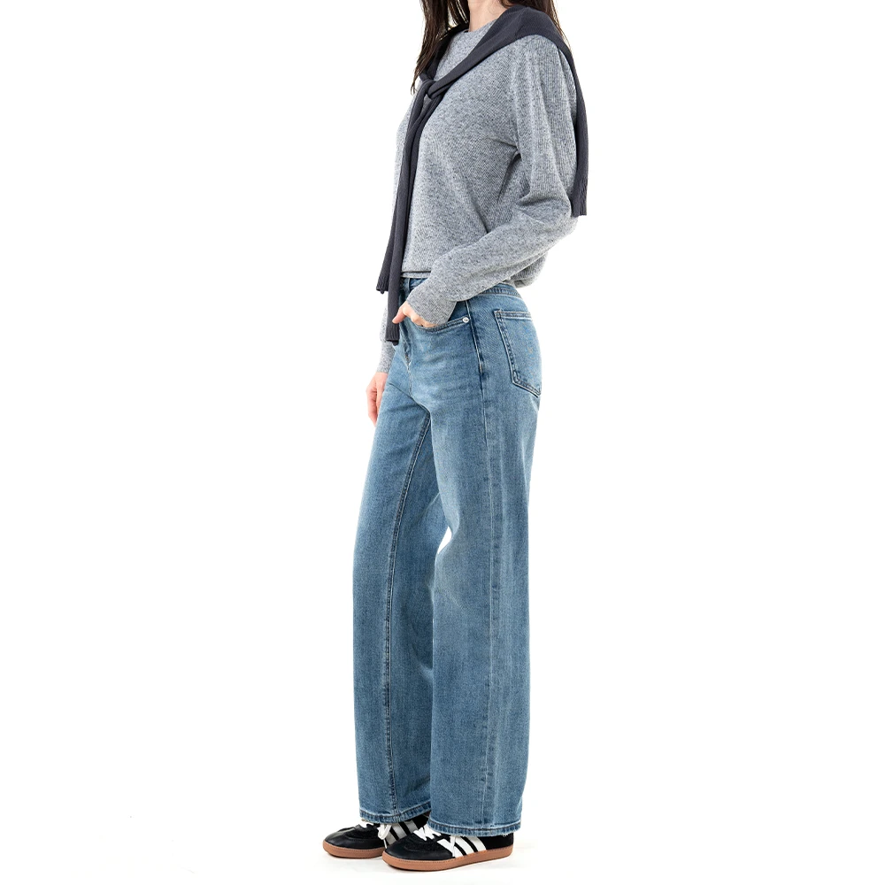 Wen.Studio 米兰| 水洗窄版小直筒牛仔裤2025女百搭阔腿裤