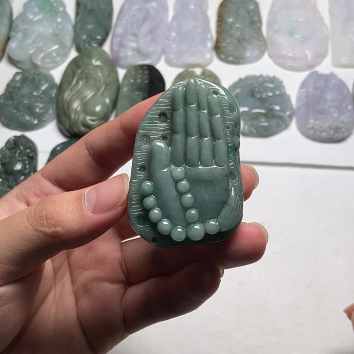 翡翠未镶嵌颈饰佛手34
