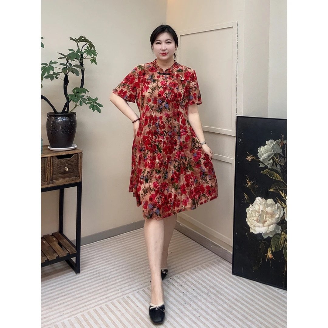 【胡小肥】12显瘦大码连衣裙2831碎花时尚夏季新款轻薄透气遮肉微胖