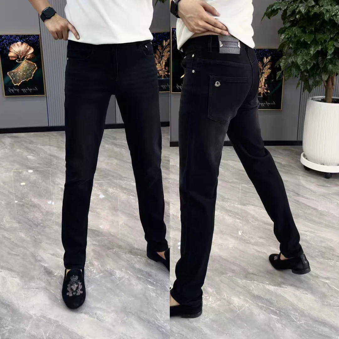 牛仔裤男深色弹力百搭显瘦小脚裤男舒适时尚潮流男士长裤简约修身